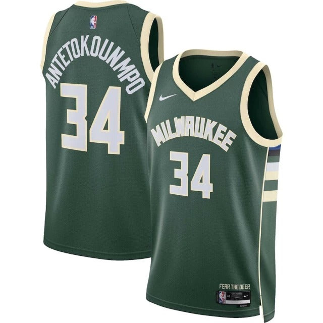 Regata Nba Milwaukee Bucks Verde Icon Edition - ANTETOKUNMPO 34